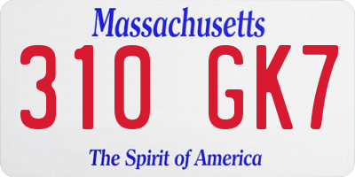 MA license plate 310GK7