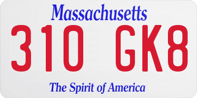 MA license plate 310GK8