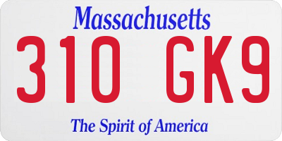 MA license plate 310GK9