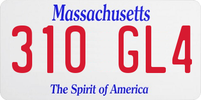 MA license plate 310GL4