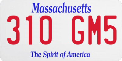 MA license plate 310GM5
