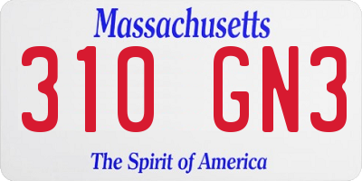MA license plate 310GN3