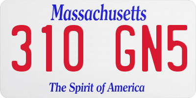 MA license plate 310GN5