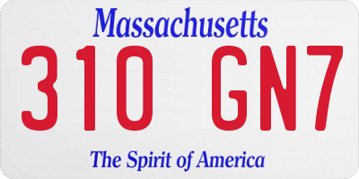 MA license plate 310GN7