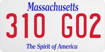 MA license plate 310GO2