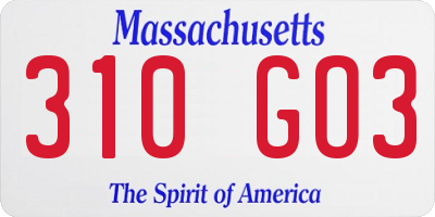 MA license plate 310GO3