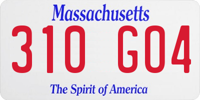MA license plate 310GO4