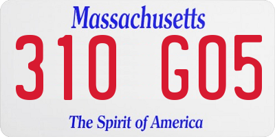 MA license plate 310GO5