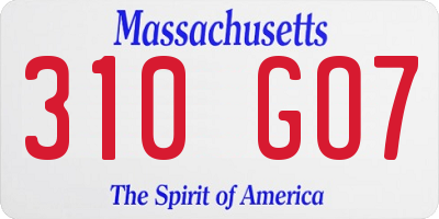 MA license plate 310GO7