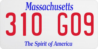 MA license plate 310GO9