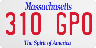 MA license plate 310GP0