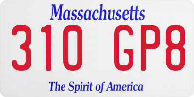 MA license plate 310GP8