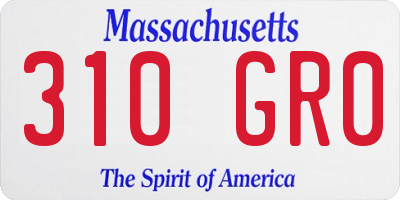 MA license plate 310GR0