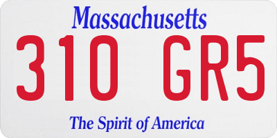 MA license plate 310GR5