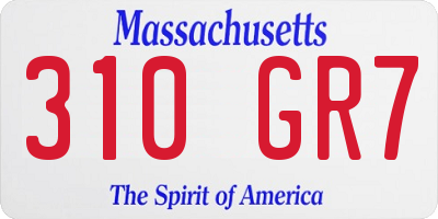 MA license plate 310GR7