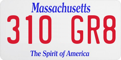 MA license plate 310GR8