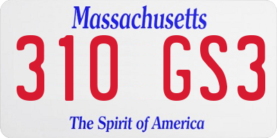 MA license plate 310GS3
