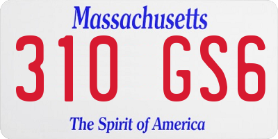 MA license plate 310GS6