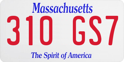 MA license plate 310GS7