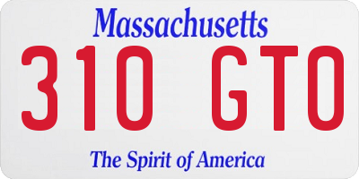 MA license plate 310GT0