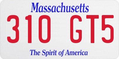 MA license plate 310GT5