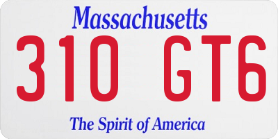 MA license plate 310GT6