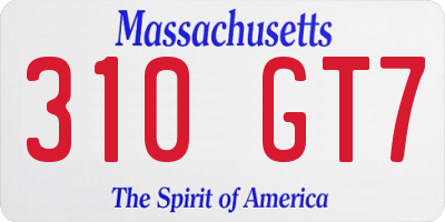 MA license plate 310GT7