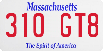 MA license plate 310GT8