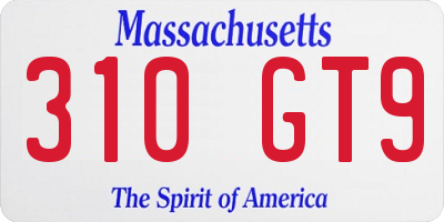 MA license plate 310GT9