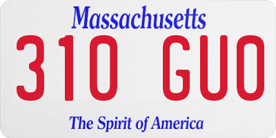 MA license plate 310GU0