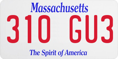 MA license plate 310GU3