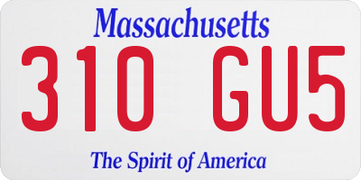 MA license plate 310GU5