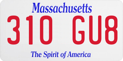 MA license plate 310GU8