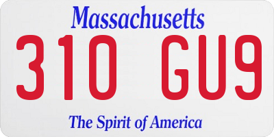 MA license plate 310GU9