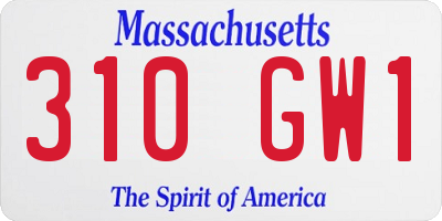 MA license plate 310GW1