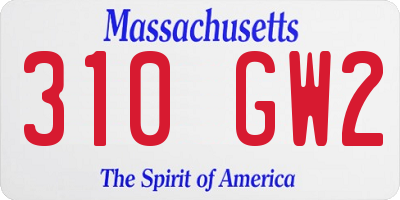 MA license plate 310GW2