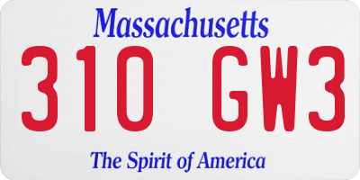 MA license plate 310GW3