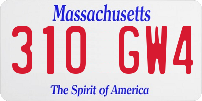 MA license plate 310GW4