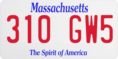MA license plate 310GW5