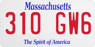 MA license plate 310GW6