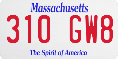 MA license plate 310GW8
