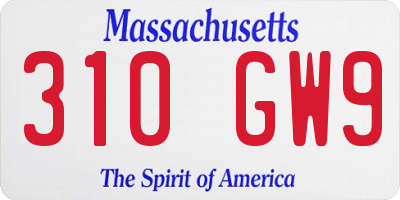 MA license plate 310GW9