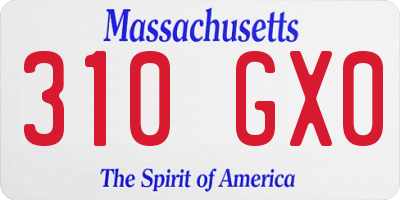 MA license plate 310GX0
