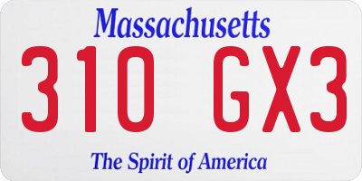MA license plate 310GX3