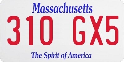 MA license plate 310GX5