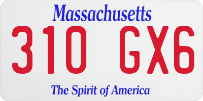 MA license plate 310GX6