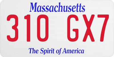 MA license plate 310GX7