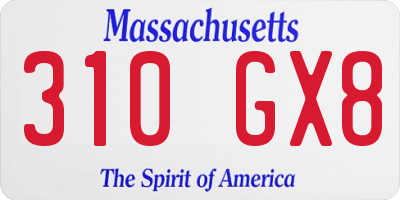 MA license plate 310GX8
