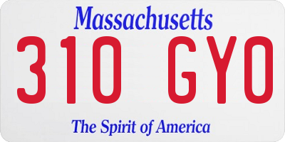 MA license plate 310GY0