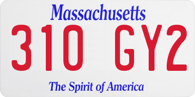 MA license plate 310GY2